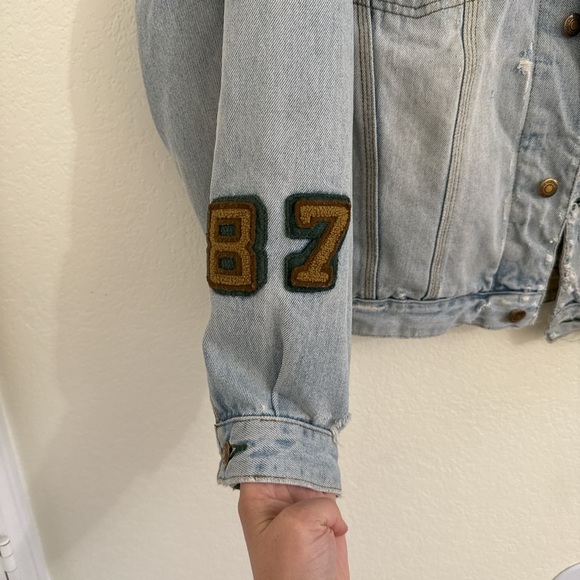 BUGLE BOY X VTG 90'S Joe's Grill Denim advertisement Jacket Hard Times Special L - Picture 4 of 7